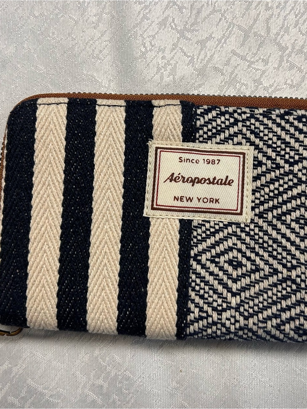 Aeropostale Navy Blue/White Tapestry Wallet/Wristlet